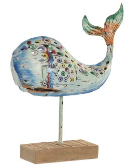 Decoración hierro 29x8x32 cm, ballena pintada