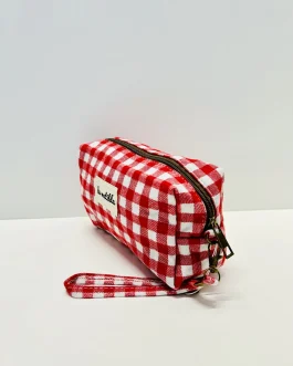 Neceser rectangular «la matilda» cuadros vichy rojo