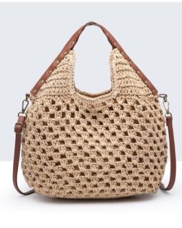 Bolso rafia asa tachuelas