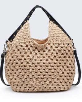 Bolso rafia asa tachuelas