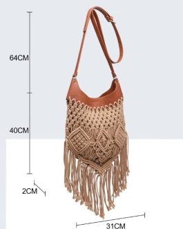 Bandolera macramé, asa polipiel