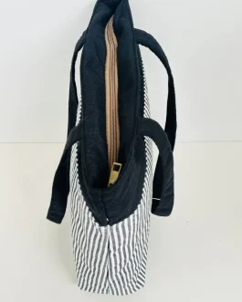 Bolsa tote «la matilda» rayas marineras negras