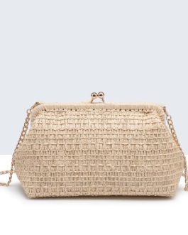 Bolso de mano de rafia con cierre click