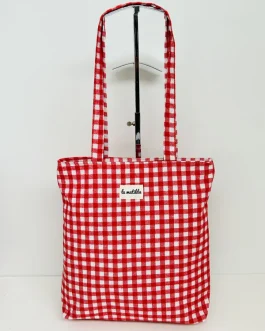 Bolsa tote «la matilda» cuadros vichy rojo