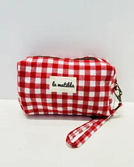 Neceser rectangular «la matilda» cuadros vichy rojo