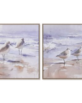 Cuadro lienzo gaviotas en la playa 80×2,5×80 cm