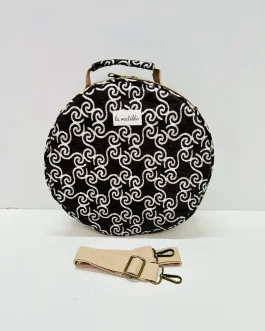 Bolso pandereta «la matilda» marrón hilo plata