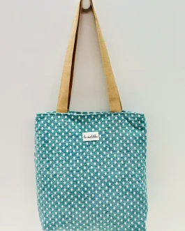 Bolsa tote «la mailda» turquesa con lunares