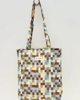 Bolsa tote «la matilsa» cuadros tostados