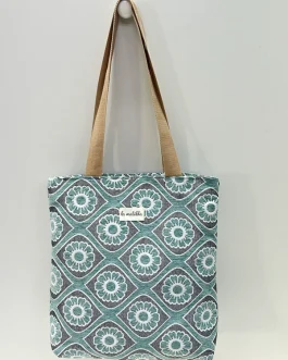 Bolsa tote «la matilda» flor grande azul