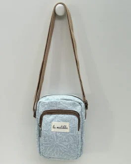 Bolso Cuelga Móvil Celeste Flor