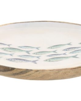 Centro mesa mango lacado 25x25x2,5cm peces