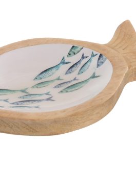 Centro mesa mango lacado 35x14x2,5cm peces
