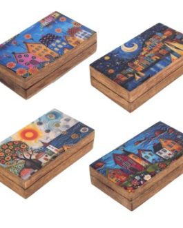 Caja casitas madera de mango 18 x 10 x 4,50 cm