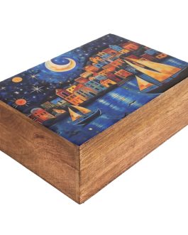 Caja casitas madera de mango 25,50 x 17,50 x 9 cm