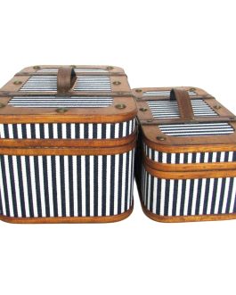 Caja madera y polipiel, rayas