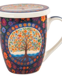Taza infusión con filtro 300ml., árbol de la vida, con caja regalo