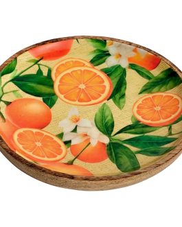 Plato naranjas madera de mango 16 x 16 x 2 cm