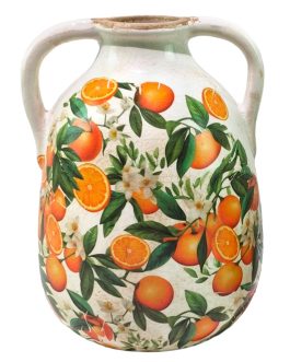 Jarrón cerámica naranjas 15,50 x 15,50 x 21,50 cm