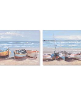 Cuadro lienzo barcas 120x3x60 cm