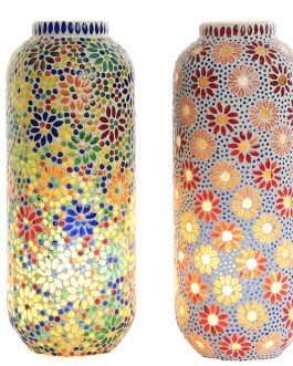 Lámpara sobremesa cristal 17x17x44 cm flores