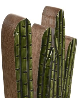 Decoración set 2 cactus 15x5x25,5 cm, madera de mango