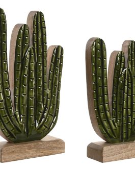 Decoración set 2 cactus 15x5x25,5 cm, madera de mango