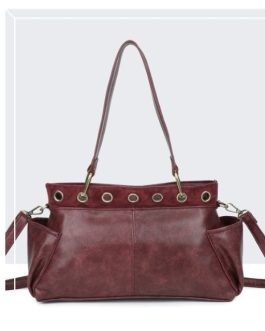 Bolso doble asa con detalle de ante con tachuelas
