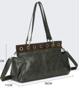 Bolso doble asa con detalle de ante con tachuelas