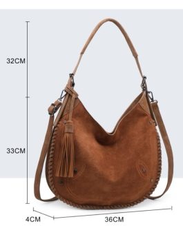 Bolso ante bordado con pespunte