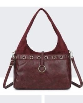Bolso con tachuelas y asa en ante